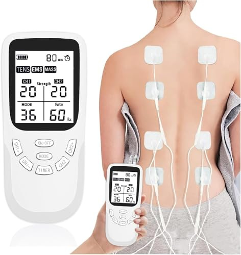 Tens & EMS & Massage Muscle Stimulator,Electronic Pulse Massager,Dual Channel TENS EMS Machine for Pain Relief, 36 Modes TENS Unit Muscle Stimulator with 8pcs 5x5 TENS Electrode Pads