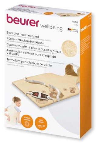 Beurer HK 58 Cosy Rücken-/Nacken-Heizkissen aus Flauschfaser, 6 Temperaturstufen, Schnellheizung