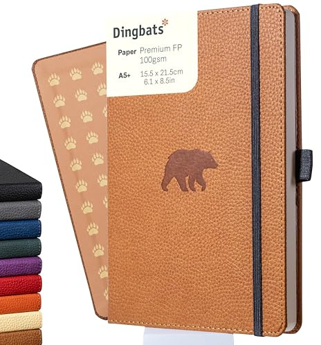 Dingbats* Wildlife Squared Journal Notebook A5 - Vegan Leather Hardcover - Ideal for Work, Travel, Writing - with Pocket, Elastic Closure & Bookmark