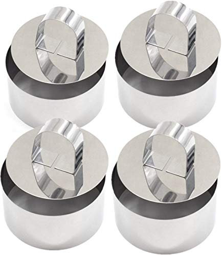 Cercles De Présentation,4 Emporte-Pièces Ronds Avec Poussoir -Acier Inoxydable,Moule à Cake DIY Moule à Gâteau Nourriture Cuisson Présentation Anneaux