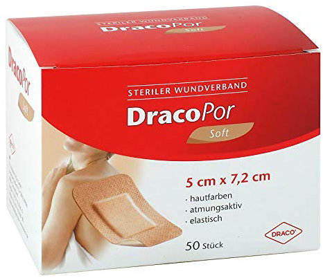 DRACOPOR Wundverband 5x7,2 cm steril hautfarben 50 St