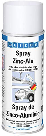 WEICON Spray Zinc-Alu 400 ml, pintura anticorrosión para todos los metales, protección contra el óxido, color: galvanizado en caliente