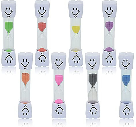Yuronam 2-Minuten-Sanduhr-Set, 8 Stück, bunte Smiley-Sanduhr-Timer für Kinder, richtige Zahnbürste