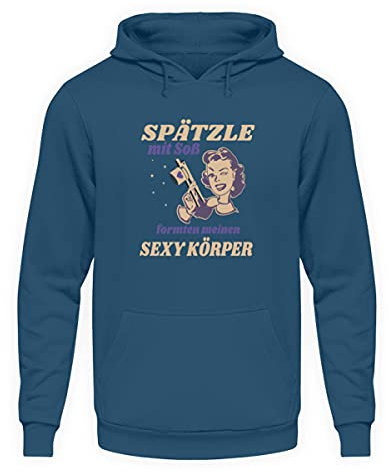 Spätzle avec sauce – Proverbes souabes – Cadeaux – Sweat à capuche unisexe, Bleu Airforce., XL