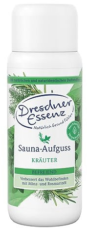 Dresdner Essenz Infusion de sauna aux herbes 250 ml | Sauna frais et aromatique à l'huile de fenouil amer et à l'huile de romarin | Soin libérateur grâce à l'huile d'eucalyptus et à l'huile d'orange |