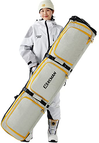 XCMAN Bolsa de Snowboard Longitud Ajustable 63-75 Pulgadas Bolsas Acolchadas para Viajes aéreos (Light Brown)