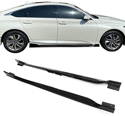 IKON MOTORSPORTS, Side Skirts Compatible with 2018-2022 Honda Accord, 4PCS Side Skirts Extension Rocker Panels Guard PP Polypropylene Gloss Black, 2019 2020 2021