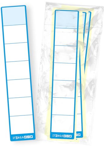 itenga 50x Ordneretiketten SCHMAL Ordnerrückenschild für schmale Ordner I Aufkleber für Ordnerrücken selbstklebend aus Haftpapier 3,6x19cm (blau)