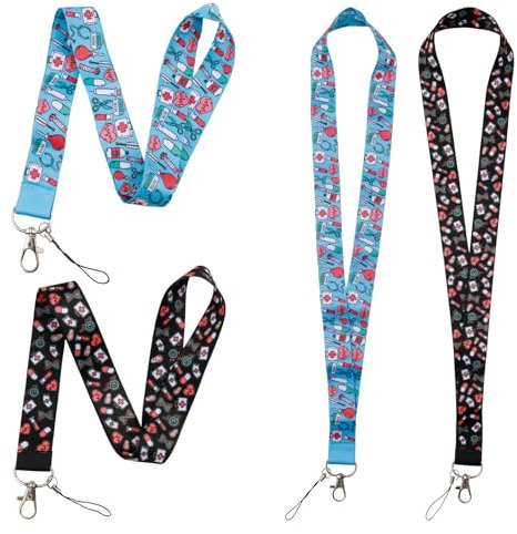 BIVOFU 2PCS Id Lanyards, Strap Abzeichen Lanyards, Schlüsselband Mit Niedlichem Muster, Umhängeband Mit Schlüsselbund, Stilvolles Lanyard Mit Sicherem Clip Und Sanitärinstrument Design