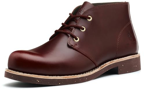 SL-Saint Botas Chukka Clásicas Hechas a Mano Para Hombres Moda Cuero de Vaca Genuino Zapatos Cómodos Con Cordones (RojoMarrón Cuero, Adulto, Hombre, 44, Números, Sistema tallas calzado EU, mediano)