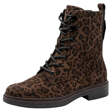 Tamaris COMFORT Botines para mujer con cordones con cremallera otoño, Dark Leopard, 38 EU