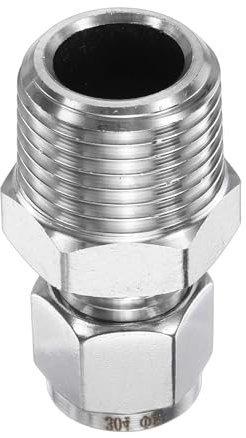 sourcing map Compression Fitting 8mm Tube OD x 1/2 NPT Male Thread Stainless Steel Straight Coupler Adapter Compression Tube Pipe Fitting Connector for Oil Gas Water