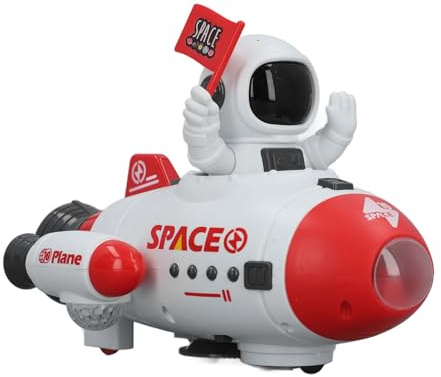 plplaaoo SPACE SHUTTLE TOY Astronaut Electric Blast Off Light Up Spaceship Toy with 360 Degree Rotation Up Down Function Music Effect for Kids Playtime (Red)