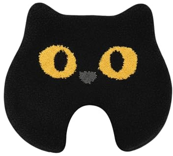 MmotZsb WC Teppich Mit Ausschnitt, Schwarze Katze Badematte, rutschfest Und Waschbar, Weich Und Saugfähig, 40 x 50 cm, Ideal Für Badezimmerdekoration Und Geschenke