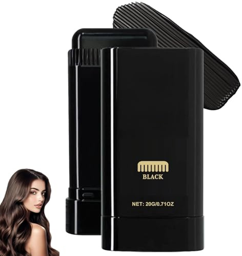 Peigne de Coloration 2-en-1, Crème Colorante Capillaire à Extrait Végétal Imperméable et Antisudorifique, Bâton de Couleur Cheveux avec Peigne, Couvre les Cheveux Gris pour Hommes et Femmes (Noir)