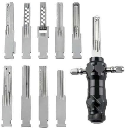 Wesafrae Juego de Ganzúas Tubulares: Herramienta de Desbloqueo 9 en 1 con Llaves Intercambiables de Acero Inoxidable, para Cerrajeros y Aficionados Al Bricolaje.