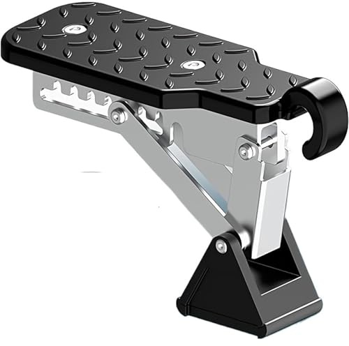 Estribo de aleación de aluminio cromado para pedal de coche con gancho, estribo auxiliar universal para vehículo. escalera techo coche(Black)