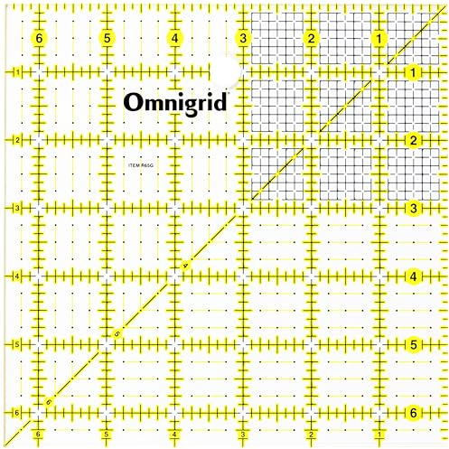 Omnigrid 6-1/2 x 6-1/2 Square Quilting and Sewing Ruler
