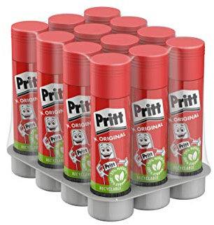 Pritt 46651 Klebestift, sicherer und kinderfreundlicher Kleber für Kunst und Bastelarbeiten, starker Klebstoff für Schule & Bürobedarf, 12x22g Pritt Stift