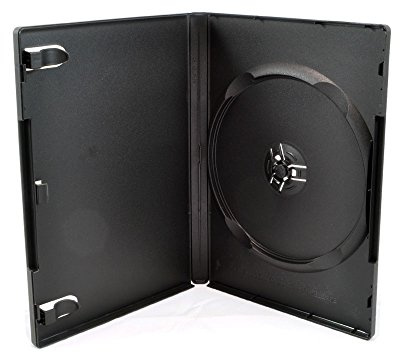 25 Pack Maxtek Standard 14mm Black Signle Disc DVD Cases with Outter Clear Sleeve