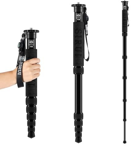 SIRUI P-306 Einbeinstativ Kamera Reise Monopod, Aluminium 0.56kg Stativ, 6 Sektionen, leichtes kompaktes Reisestativ, Max 155cm, 39,2cm Packmaß, Max Last 8kg