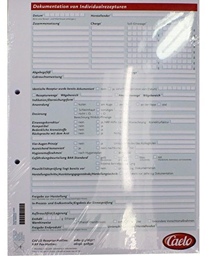 DOKUMENTATIONSBLOCK f.Individualrezepturen 50 Bl. 3 St