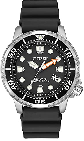 Citizen Promaster Dive Eco-Drive Watch, 3-Hand Date, ISO Certified, Luminous Hands and Markers, Rotating Bezel, Black/Stainless (Model: BN0150-28E)