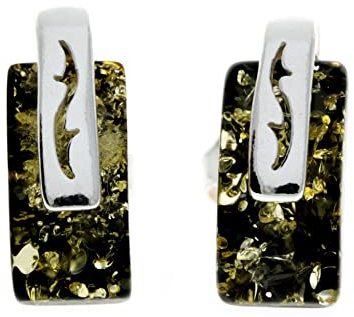 Hermosa 925 plata esterlina y ámbar Báltico funda pendientes SilverAmber – gl036g