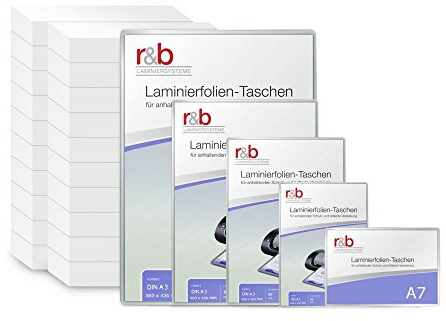 100 Stück - ALLE STÄRKEN ALLE GRÖßEN - PREMIUM Qualitäts - Laminierfolien aus BESTER Verarbeitung - A4 (216 x 303 mm) in 2x 125 MIC, OHNE WASSERZEICHEN - Wasserfest, unzerreißbar in Glänzend