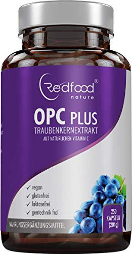 OPC Traubenkernextrakt • Opc Plus mit natürlichem Vitamin C • 180 Kapseln (5 Monatsvorrat) • 375mg Traubenkernextrakt • 300mg reines OPC • 125mg Acerola Extrakt • ohne Magnesiumstearat