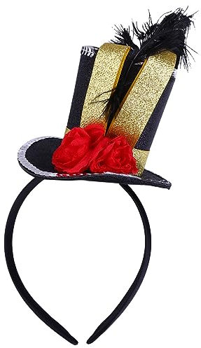 Lurrose Mini Zylinder Stirnband Mit Rosenfeder - Zirkus Halloween Hut für Damen Cosplay