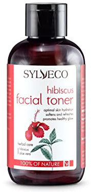 SYLVECO Tónico facial de hibisco para hombres y mujeres, tónico facial para todos los tipos de piel, cosmética natural vegana, tamaño 150 ml.