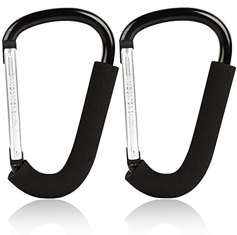 BeiLan 2pcs Kinderwagan Haken, Buggy Karabinerhaken Mummy Clip Pram Buggy Einkaufstasche Halter,16 * 10cm(6.3'*3.9)