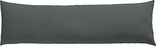 Erwin Müller Seitenschläferkissenbezug, Stillkissenbezug Nürnberg Doppel-Jersey, anthrazit Größe 40x200 cm - strapazierfest, temperaturausgleichend, mit Reißverschluss