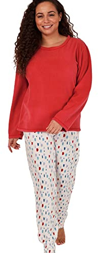 Indigo Sky Women's Gemma Cosy Fleece Cuffed Pyjama,Red Splat Spot, 18-20