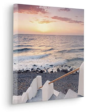 Komar Keilrahmenbild im Echtholzrahmen - Greece Gateway - Größe 40 x 40 cm - Bild, Leinwandbild, Landschaftsmotiv, Wohnzimmer, Schlafzimmer