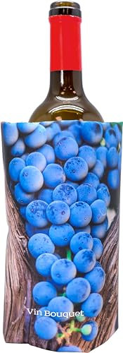 VB VIN BOUQUET FIE 1197 Raffreddatore per Bottiglie Regolabile con fascia elastica antiscivolo Uva nera