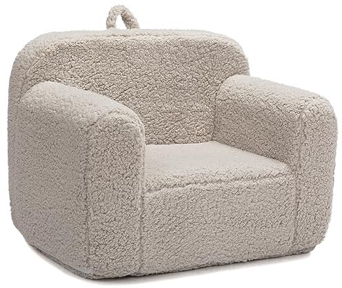 BEJOY Sillón Infantil Ultra-Suave, Sofá Infantil Individual de Espuma para Lectura, Diseño Acogedor de Sherpa para Niños y Niñas, Gris Claro