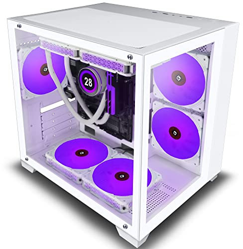 KEDIERS PC Gehäuse- Micro-ATX Mid-Tower Computer Gaming Gehäuse mit 4 ARGB-Lüftern, Weiß, C770