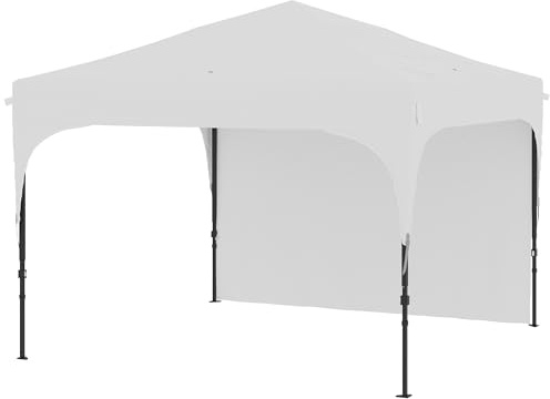 Outsunny Hopfällbar trädgårdspaviljong Barnum med avtagbar sidovägg + bärväska i stål oxfordtyg 3 x 3 x 2,65 m vit