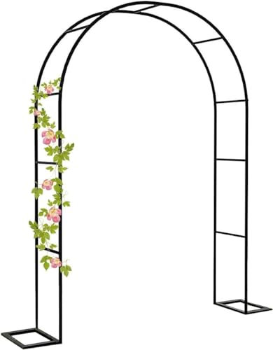 WCQSYY Ancho 120-350Cm Arco De Jardín Arco Boda Flores con Base, Soporte para Rosal Trepador Planta, Blanco/Negro, Arcos De Decoración De Cenadores De Boda Arcos Enrejados,Negro,W3M*H2.2M