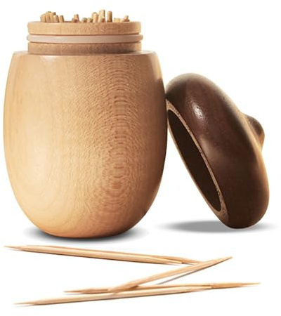WGFOIP Dispenser per Stuzzicadenti, Contenitore per Stuzzicadenti a Forma di Ghianda, Porta Stuzzicadentis in Legno di Altezza 8 Cm per Ristorante da Ufficio