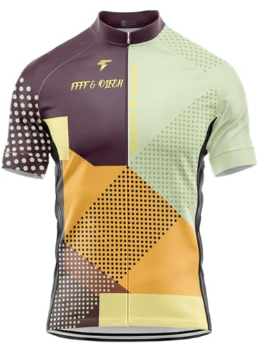Magliette Ciclismo Uomo, Maglia Ciclismo Maniche Corte Abbigliamento Mountain Bike Maglia, Traspirante, Quick Dry, Tasche Posteriori, Dettagli Riflettenti (14,6XL)