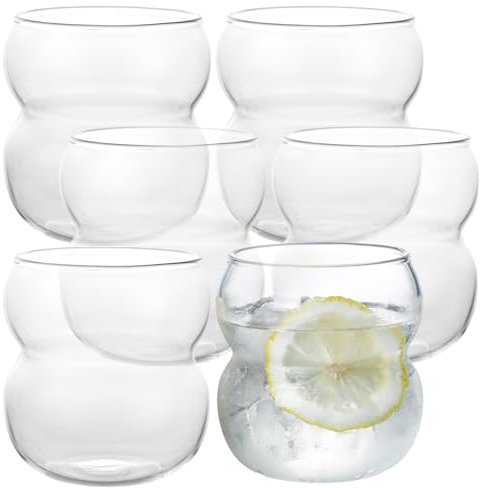 LDXDRU Juego de 6 vasos de burbuja de 380 ml, vasos de café con hielo, vasos de café, copas de cóctel, vasos de burbuja para matcha, espresso, helado, capuchino