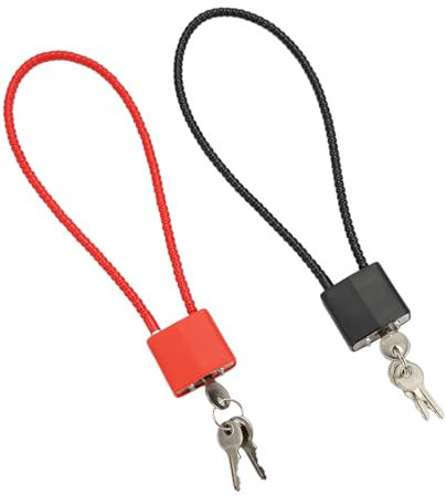 2 Stück Kabelschloss mit Schlüssel, Kabelbinder Schloss Fahrrad, Verstellbare Verformbare Drahtseilschlösser für Tor, Fahrrad, Schließfach, Fitnessstudio, Diebstahlsicherung Seil Schwarz und Rot