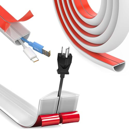 Mini Canaleta de Cables, Mini Canaleta Cables Semicircular Autoadhesivo, Canales de Cable Semicirculares, Cubierta de Cable Flexible para Cables en el Suelo de la Pared, 15×10mm (2m)