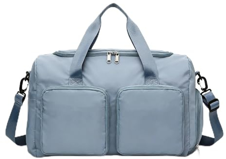 ROEOWENE Bolsa Deporte Plegable 35L Bolsa de Viaje Hombre Mujer Bolso de Gimnasio Bolsos Deportivos con Compartimento para Zapatos Gym Bags Duffle Bag Fin de Semana Bolsa para Fitness Natación-Azul