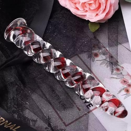 Glass Dildo Fantasy Dildo Adult Sex Toys for Couples,Clear Dildo Spiral Anal Dildo Glass Butt Plug for Prostate Massager Stimulator, Thin Realistic Dildos Anal Sex Toy for Men Women