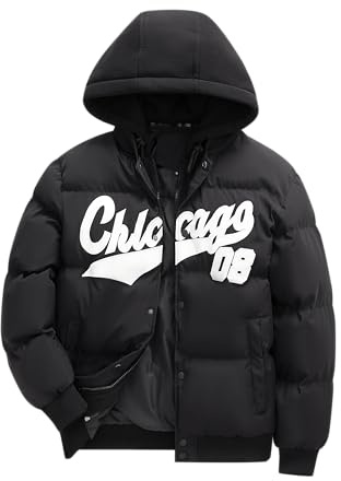 TONY BACKER Giubotto Uomo Invernale Bomber con Cappuccio Staccabile Chicago08 (IT, Testo, XXL, Regular, Regular, NERA)