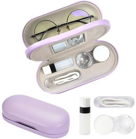 Lasiyanor 2 in 1 Eyeglass Case Portable Double Sided Contact Lens Box